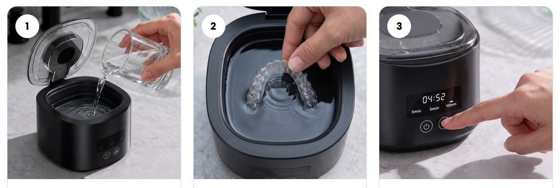 DentaSonic Ultrasonic Retainer Cleaner use